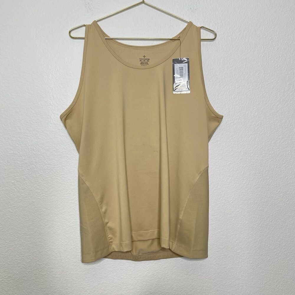 NEW Compression Back Support Tank TOMMIE COPPER 4XL Sleeveless Top Shirt Tan